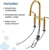 Vista 8 de Kinzie 2H Bridge Grifo de cocina desplegable 1.75gpm bronce cepillado