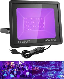 LED Black Light, 100W Black Flood Lights for Glow Party, Blacklight for Halloween Christmas Parties Decor, IP66 Waterproof Outdoor Indoor Halloween Neon light Bar, Body Paint Glow in The Dark