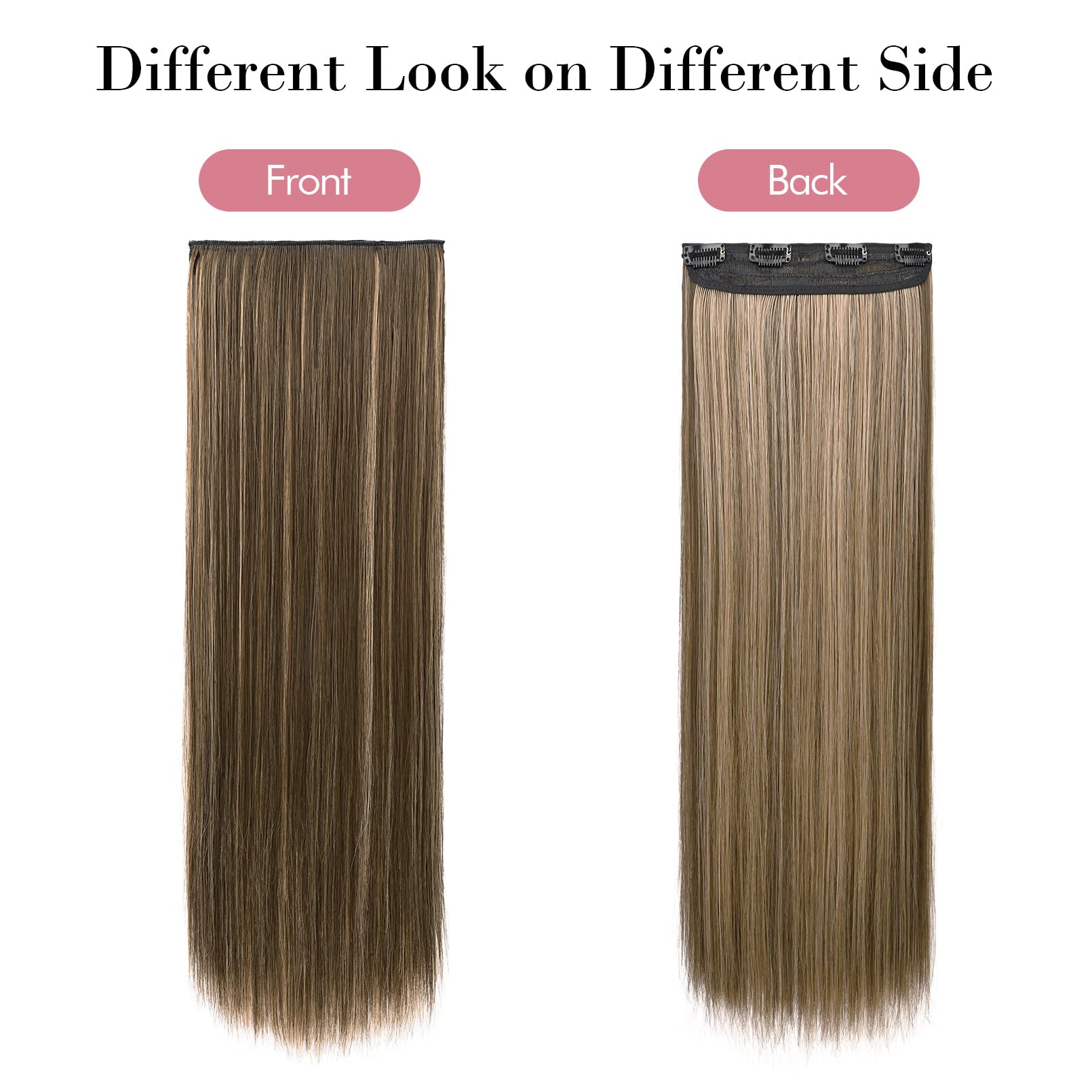 24”STRAIGHT MEDIUM WARM BROWN 280 G 4PEICE CLIP IN Amazon.com : REECHO 24 main image 4