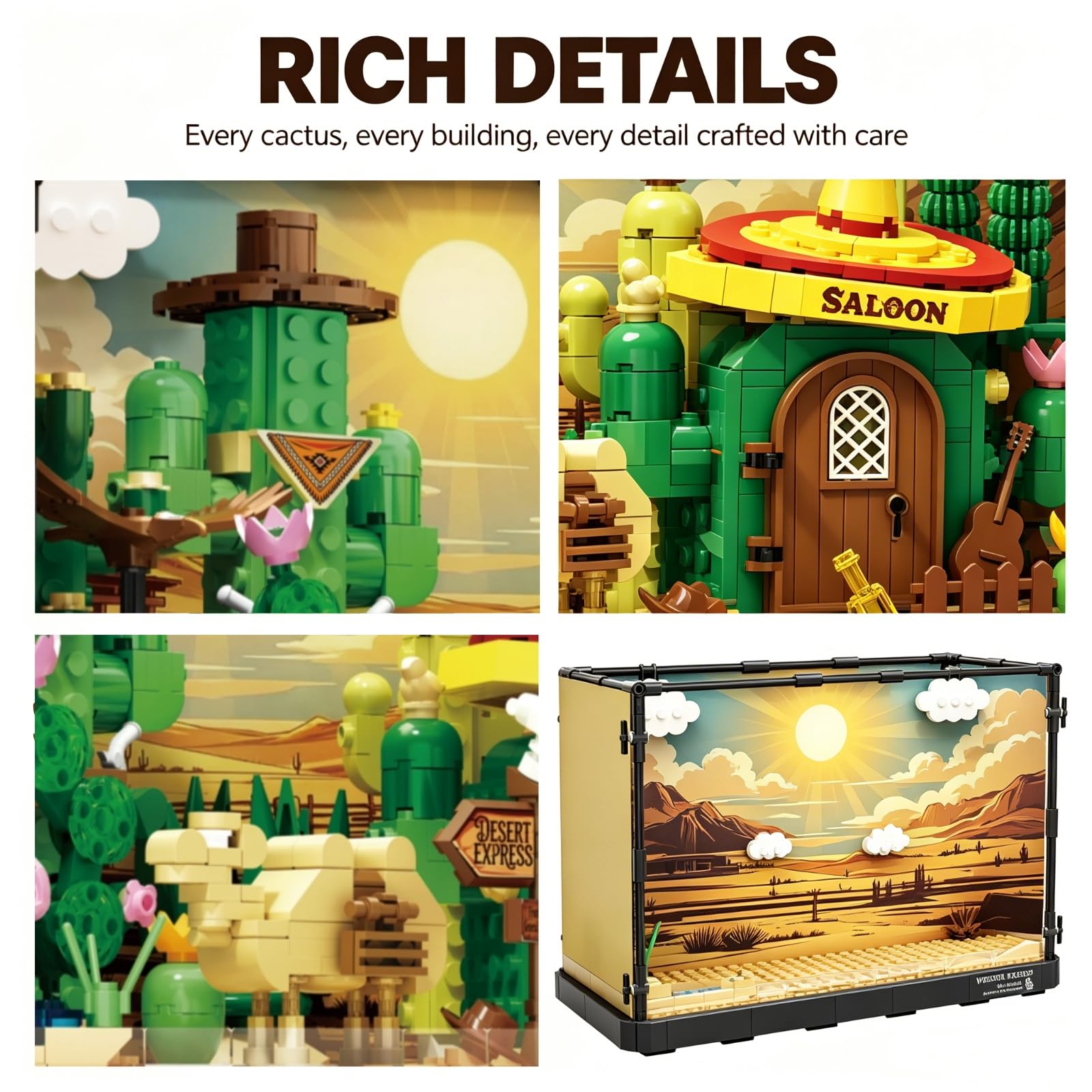 Wüsten-Terrarium Klemmbausteine Set, Western Diorama Modell, 819 Teile