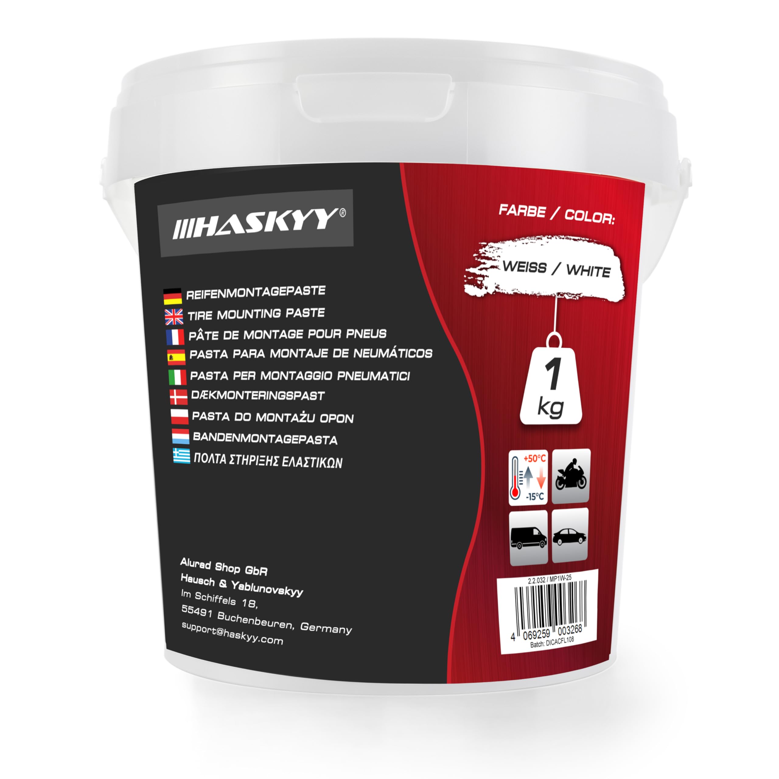 HASKYY Pasta de Montaje Neumáticos 1 kg Negra - Lubricante para Montaje y Desmontaje de Neumáticos - Pasta para Llantas — view 6