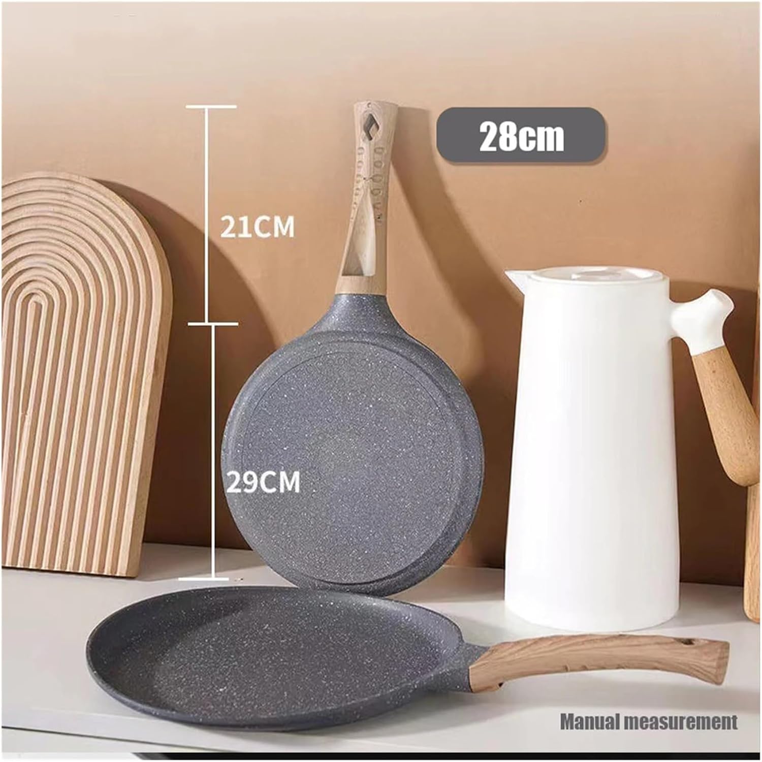 10 Inch Non-Stick Thousand-Layer Bakeware Omelette Pot Egg Frying Pan Steak Pancake Kitchen Home Induction Cooker Gas Saucepan(Black 24cm)