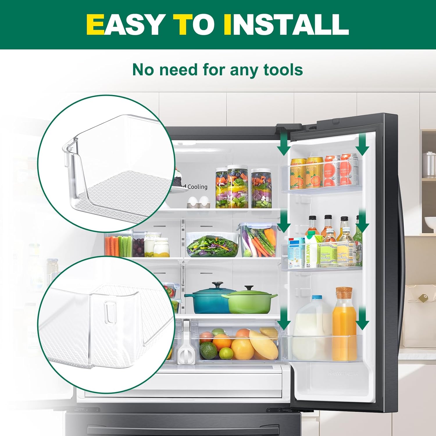 UPGRADED DA97-20988A Refrigerator Door Bin Shelf Replacement for Samsung Refrigerator Right Door Shelves Parts RF27T5501SR, RF27T5501SG, RF28T5F01SR, RF28T5F01SG Fridge Shelf