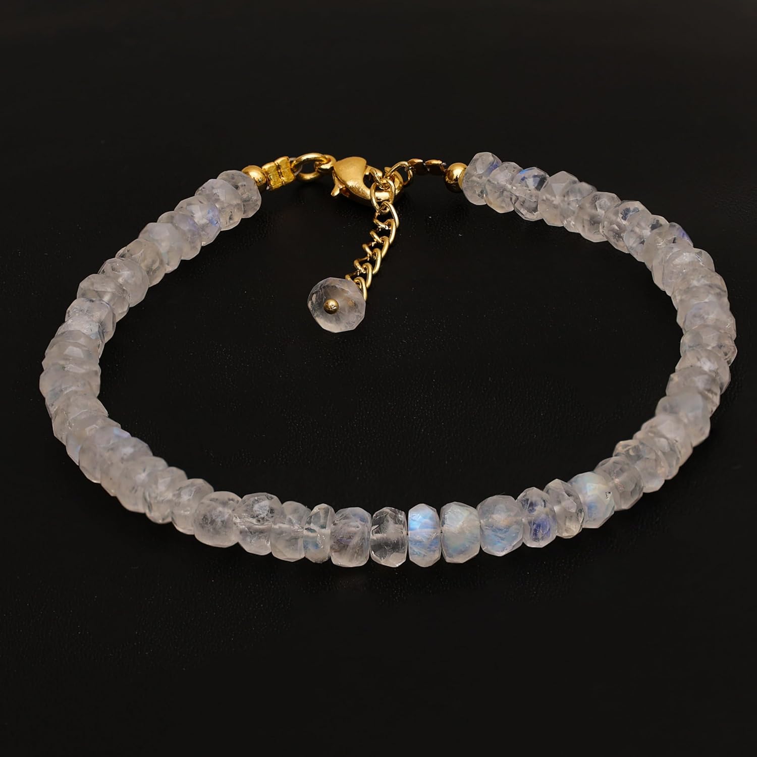 Gempires Rainbow Moonstone Beaded Bracelet June Birthstone Handmade Jewelry Hypoallergenic 8 Inch Gold Plated Lightweight New Beginning Bracelets - Image 6