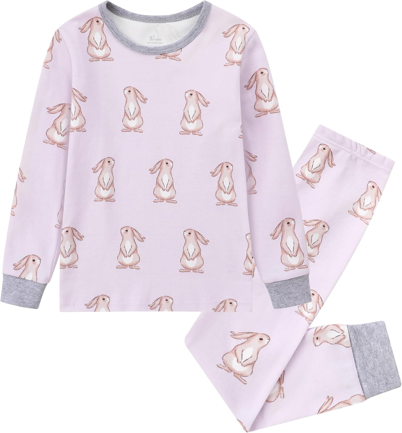 Organic Cotton Boys Girls Pajama Set, 2-Piece Kids Long Sleeve Top and Pants Pajamas, Toddler Snug Fit Sleepwear Set