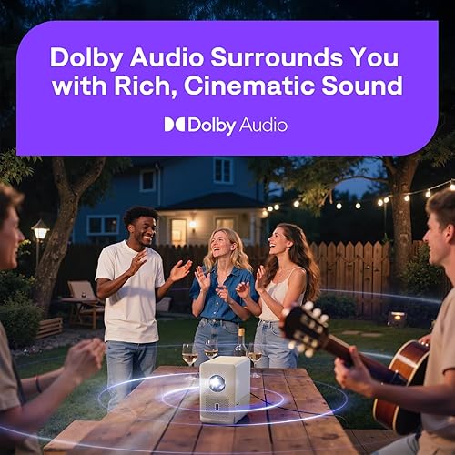 Vista 8 de Aurzen Roku - Proyector inteligente para TV con Wifi y Bluetooth, D1R Cube Roku Streaming Experience con motor óptico sellado, 1080P FHD, Dolby