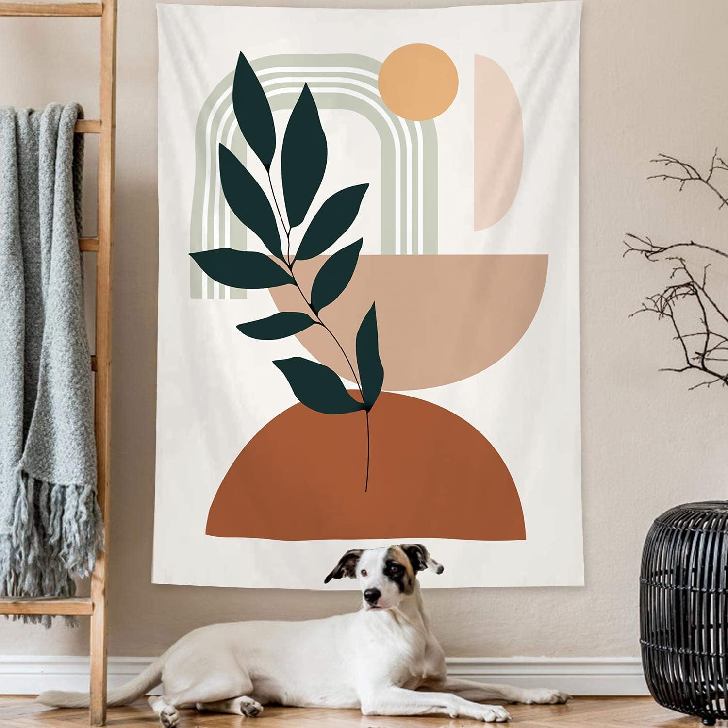 YISUMEI Abstract Tapestry Modern Geometric Tapestry for Bedroom Aesthetic Boho Plant Tapestries Wall Hanging for Room Decor(L/150x200cm/60x80inch) - Image 3