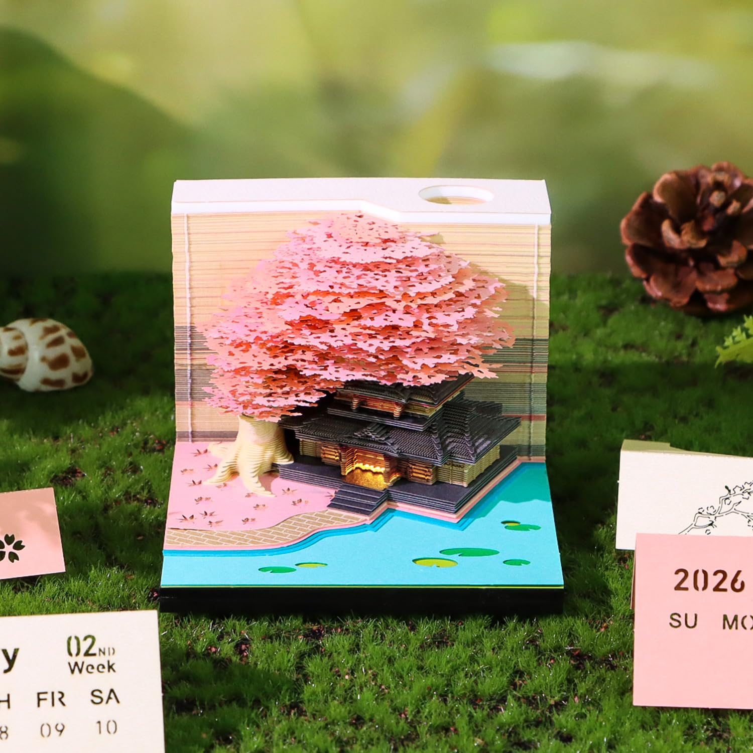 RSLIPIN 3D-Notizblock, Zeitmesserkalender 2026, 3D-Kalender 2026, Heiratsbaum, Abreißkalender, Kunst, Notizen für Aufzeichnung, Lesezeichen, Geschenk und Dekoration