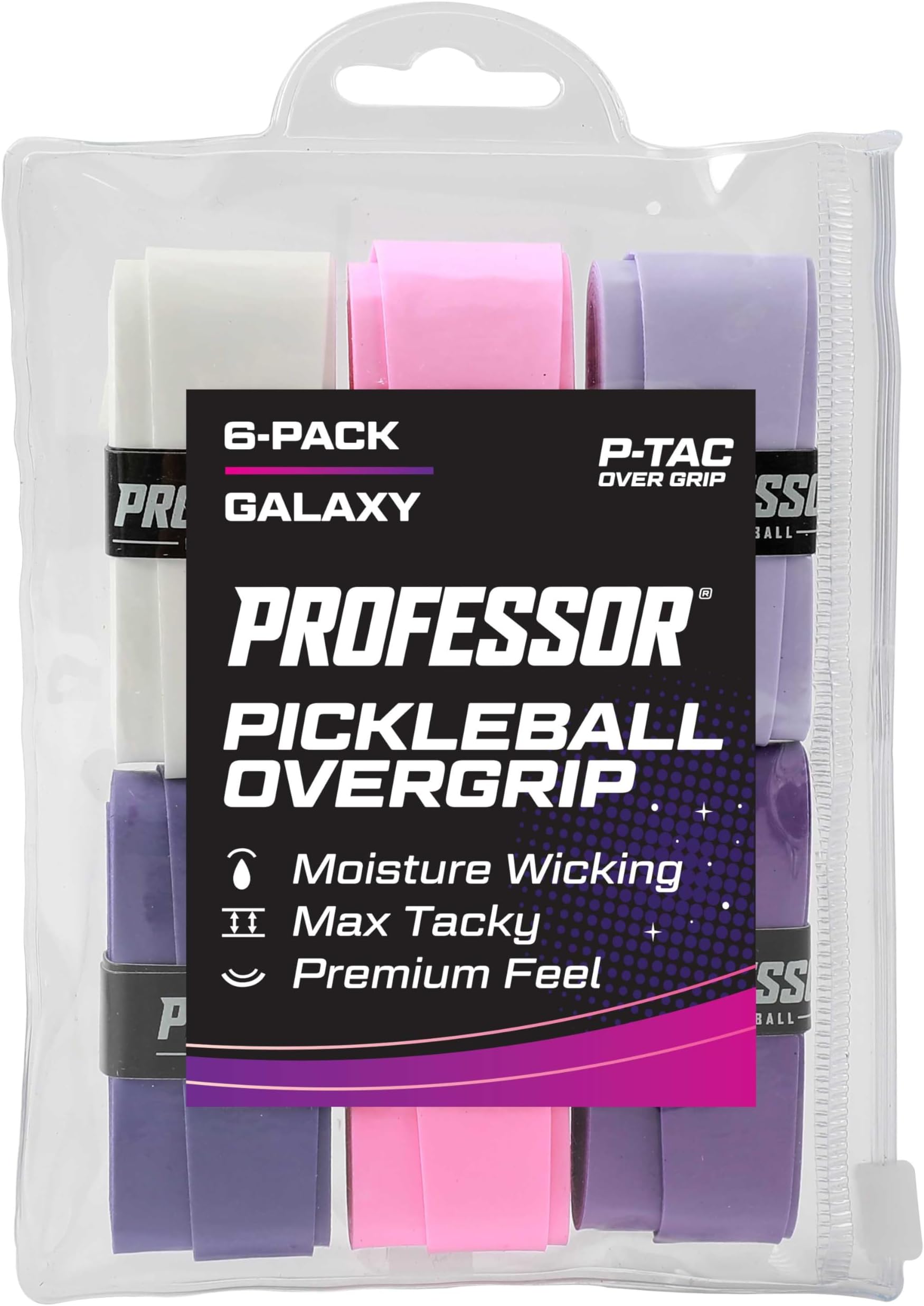 Professor P-Tac Pickleball Paddle Overgrip – Max Tacky, Moisture-Wicking Grip Tape for Pickleball Paddles in 6 & 12 Packs, Anti-Slip & Durable Overgrip for Control & Enhanced Performance