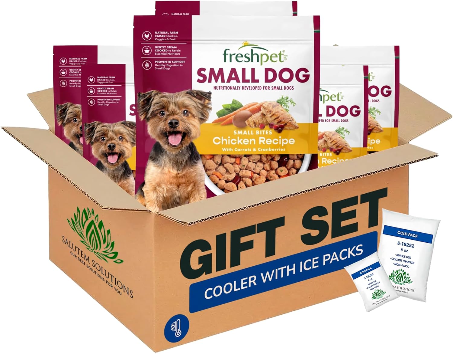 Chilled Dog Food Gift Set – Grain-Free Chicken Meal for Small Breeds, 1 lb - Pack of 5 (Total 5 lb)