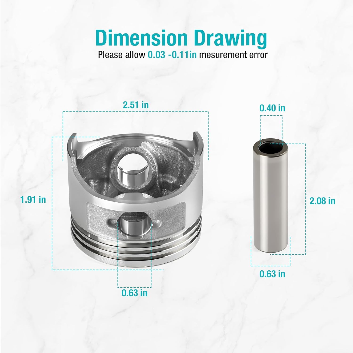 For EZGO Fuji Robin 295cc EH29C 4 Cycle Gas Golf Cart MCI Engine STD Piston + Ring Set W/Gasekt 26607-G01 1991-2008