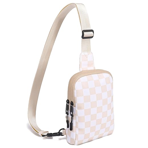 INICAT Small Crossbody Sling Bags Nylon Fanny Packs Travel Shoulder Purses for Women(Khaki)