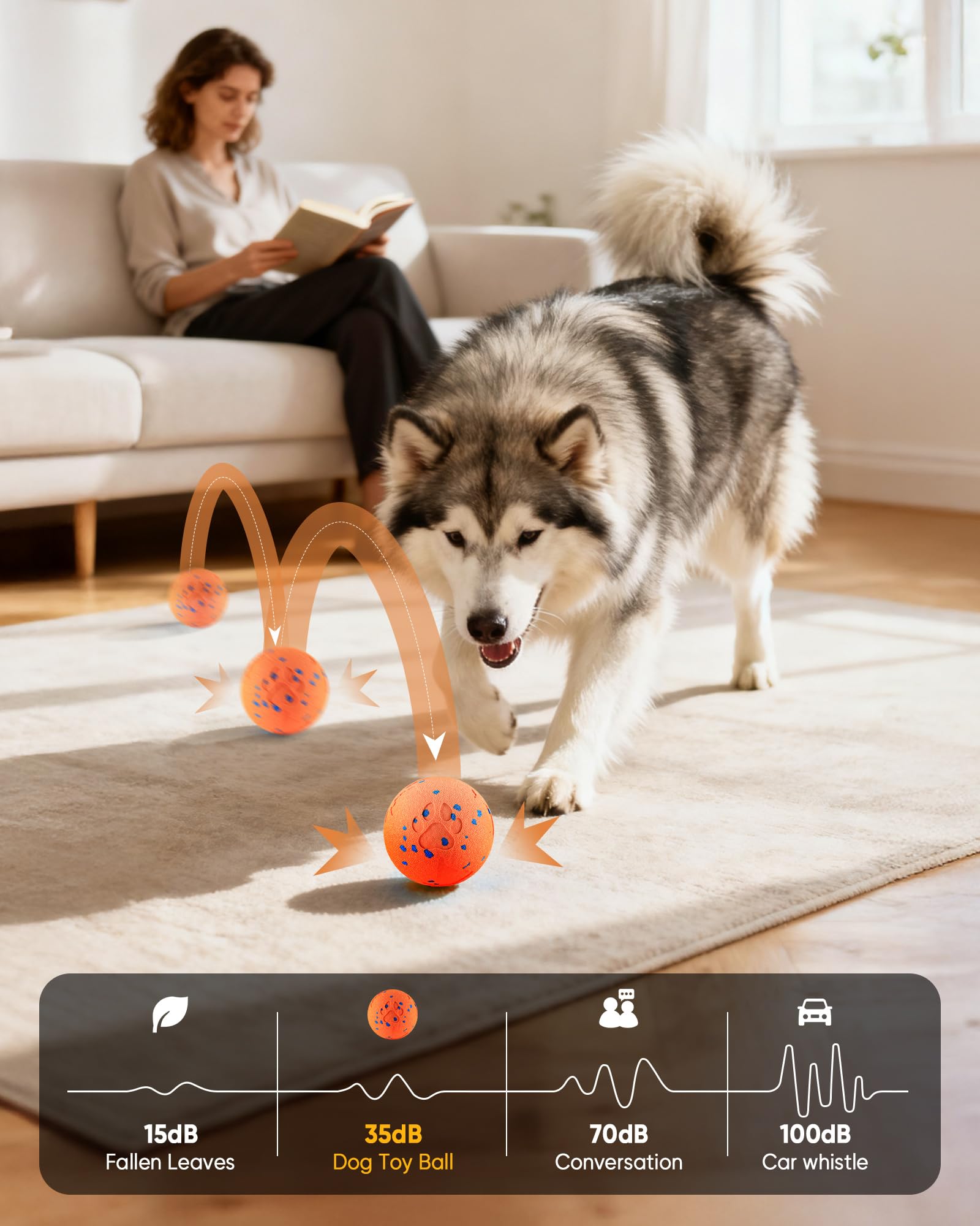 Smart Interactive Dog Ball Auto Rolling - Giocattoli interattivi per cani per masticatori aggressivi, rimbalzante e lanciabile, arancione