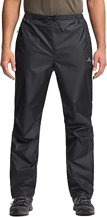 Pioneer Camp Men’s Waterproof Rain Pants, Packable, Lightweight, Windproof, Outdoor Hiking and Fishing Trousers