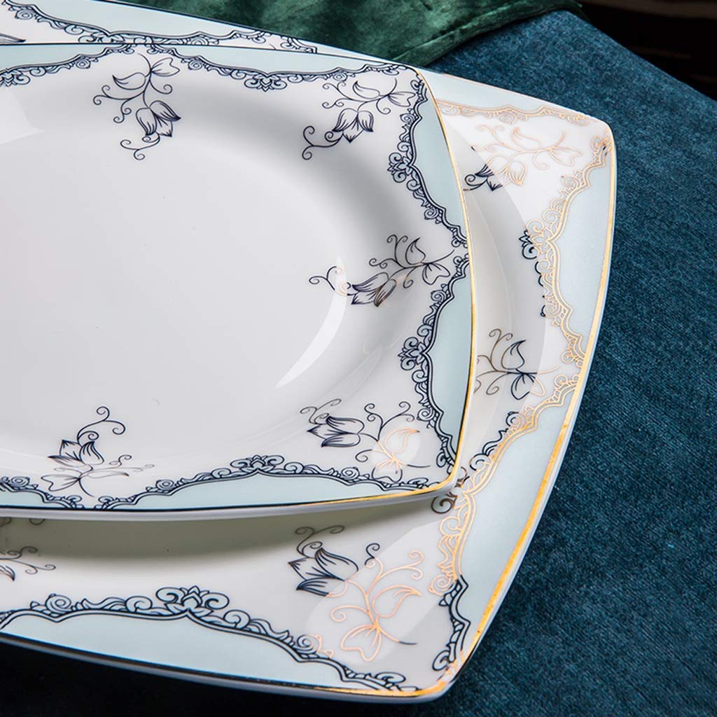 48-częściowy ceramiczny zestaw zastawy stołowej - eleganckie złote przycięte miski naczynia i garnek do zupy - idealny na wesela, bankiety i prezenty - stylowy zestaw zastawy stołowej na każdą okazję