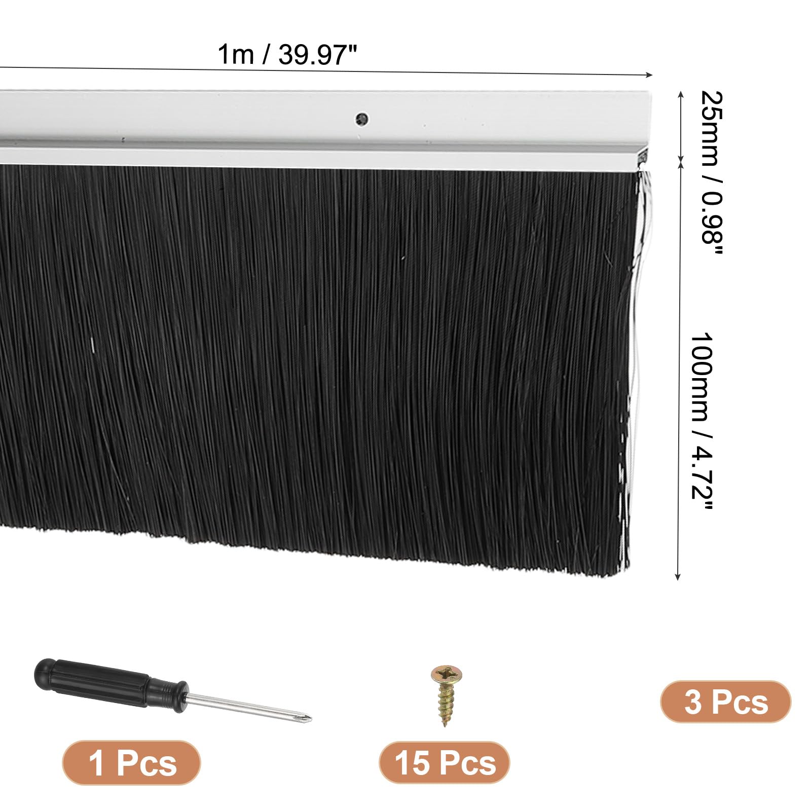PATIKIL Door Brush Sweeps 3.94" Bristles x 39.37" Long - Image 2