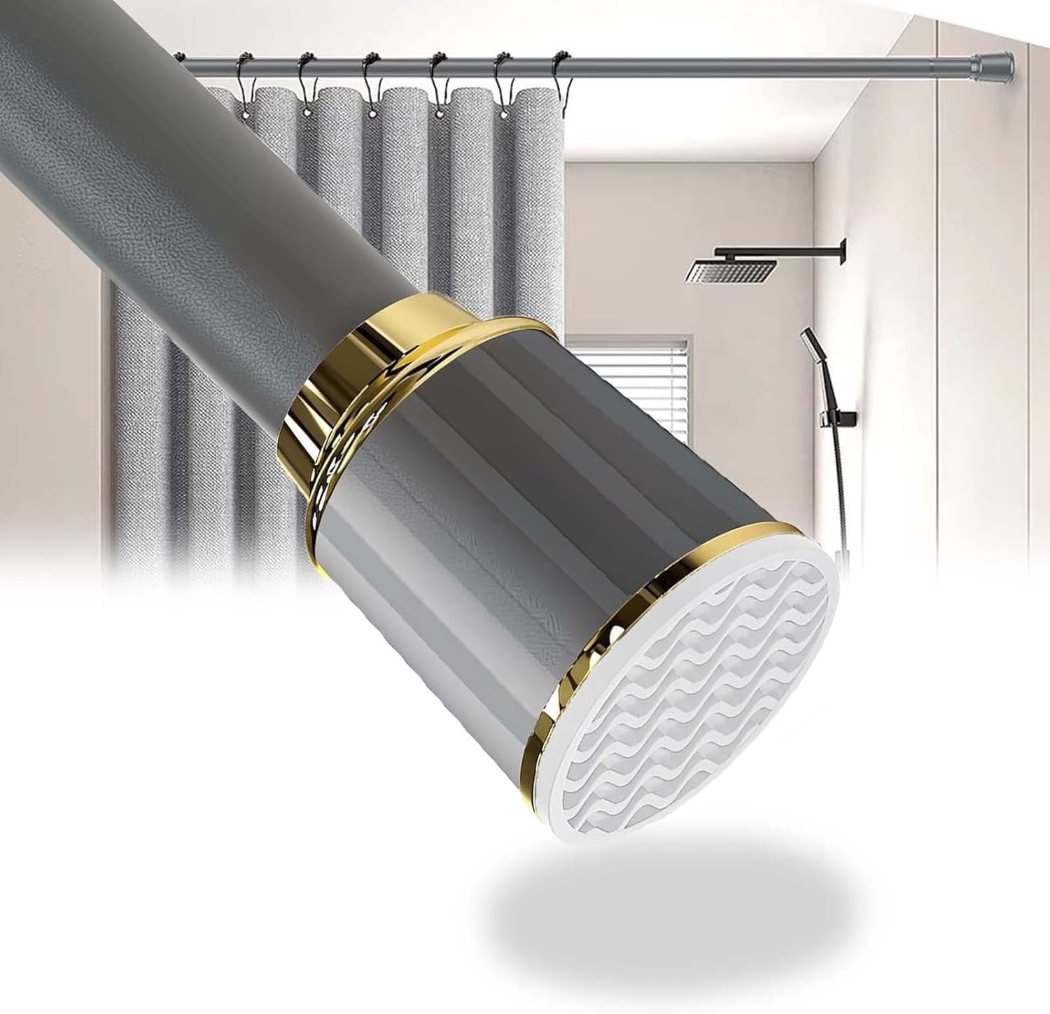 Tension Curtain Rod No Drilling, Shower Curtain Rod 15"-196" Adjustable, No Tools & No Rust, 1.26 Inch Diameter Spring Tension Rod for Shower Stall Kitchen Living Room(Yellow,63"-98")