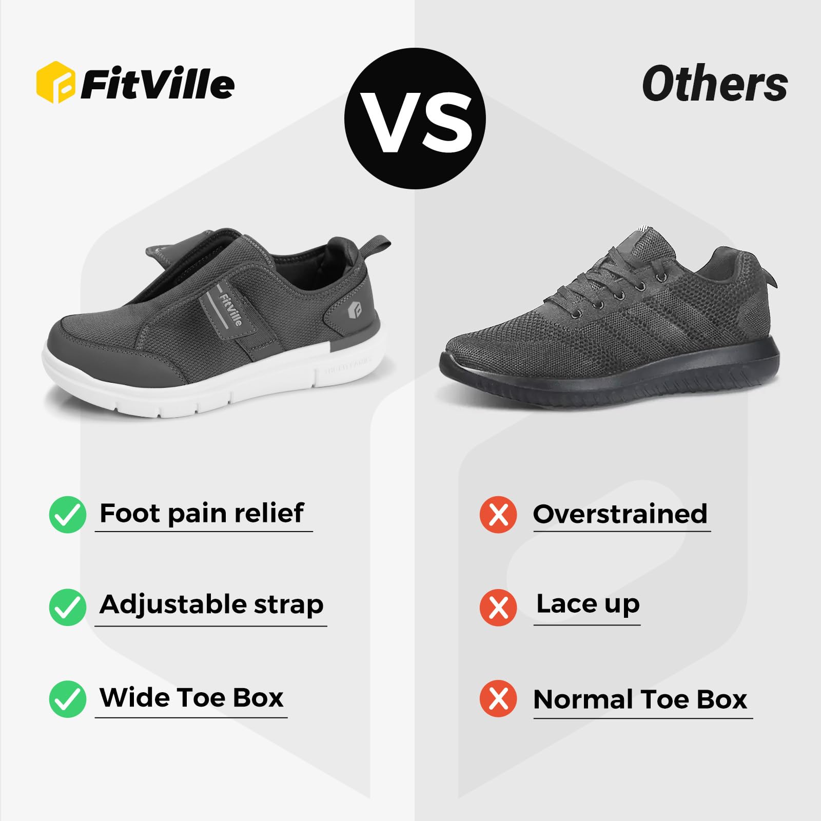FitVille Extra Weit Diabetiker Schuhe Herren Gesundheitsschuhe mit Klettverschluss Walkingschuhe Senioren Hausschuhe Schwarz Blau Gr.40-50