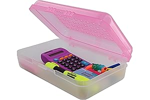 Enday Pencil Box Pink: Small Dotted Plastic Organizer with Snap Closure