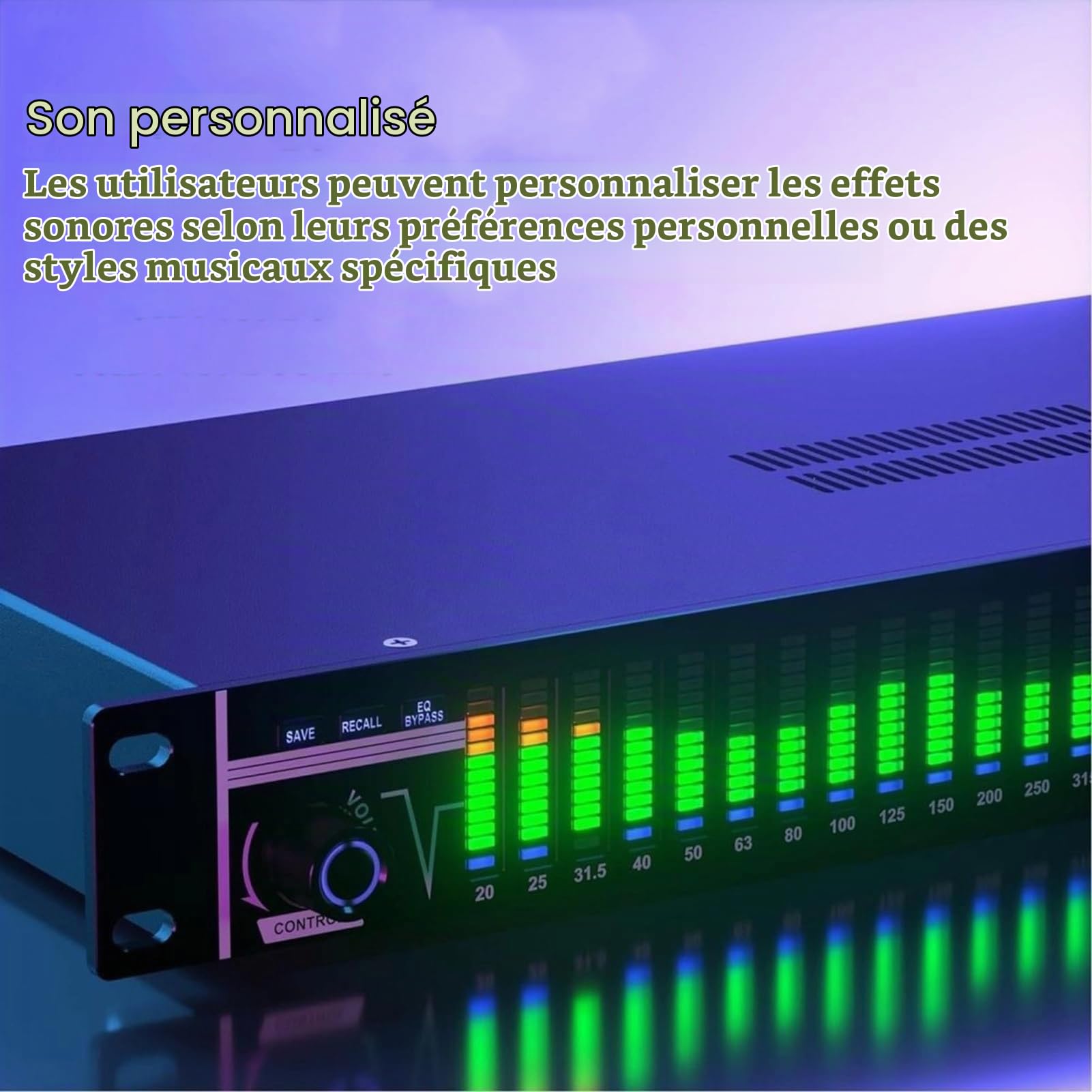 égaliseur Graphique Stéréo De 31 Bandes, égaliseur De Réglage De L'équation Numérique à Domicile avec Affichage du Spectre LED - 21 Effets Prédéfinis, Réduction Automatique du Bruit, avec Ajustement