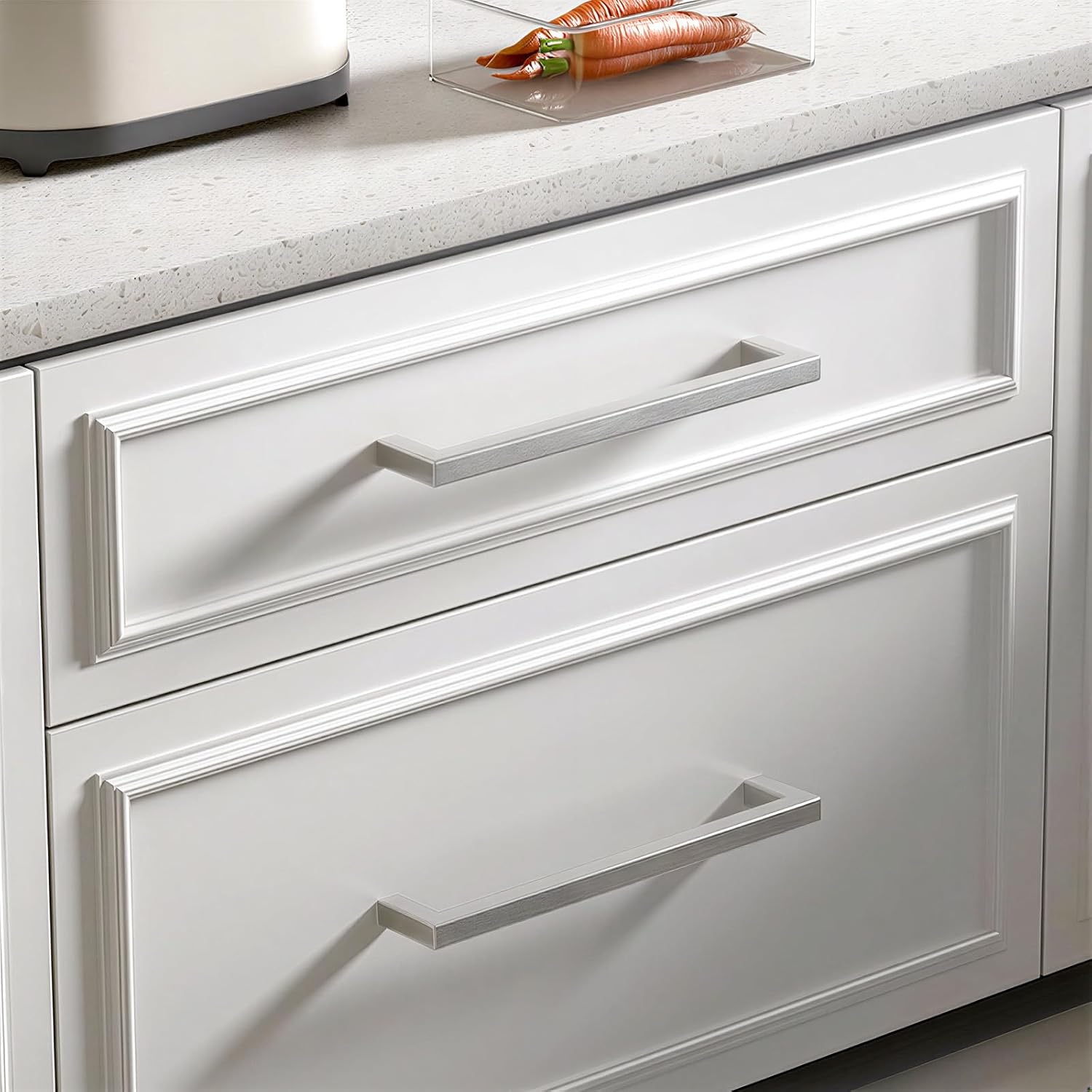 Goldenwarm 20 Pack 10 Inch Brushed Nickel Cabinet Pulls Square Drawer Handles Silver Kitchen Hardware Cupboard Dresser