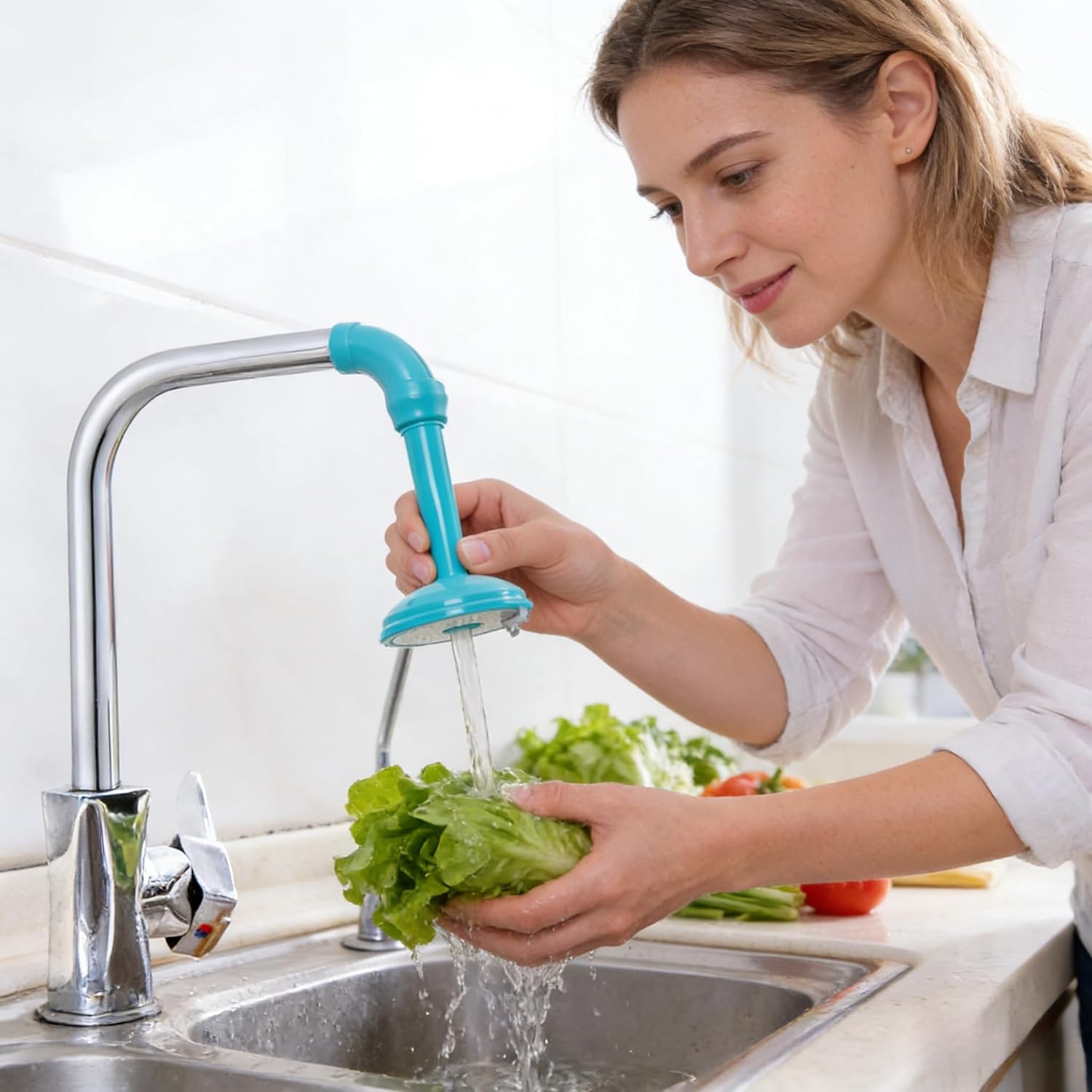Kitchen Sink Faucet Extender Sprayer，Adjustable Water-Saving Filter Head, Splash-Proof Shower Nozzle for Kitchen Cleaning & Home Use