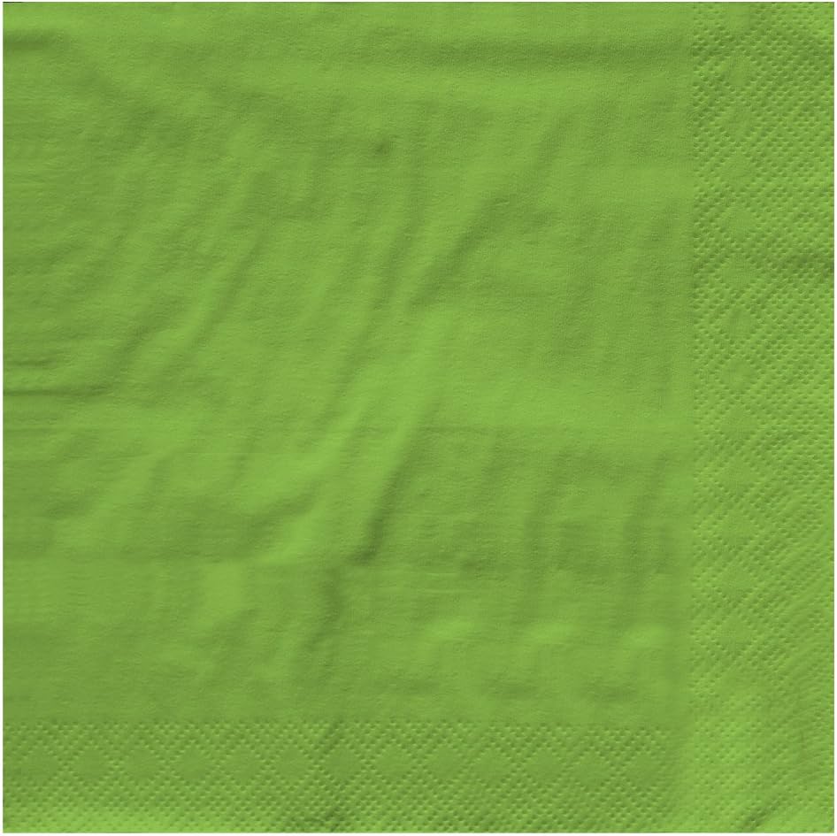 Touch of Color 2-Ply 50 Count Paper Beverage Napkins, Fresh Lime (803123B), 5 x 5"