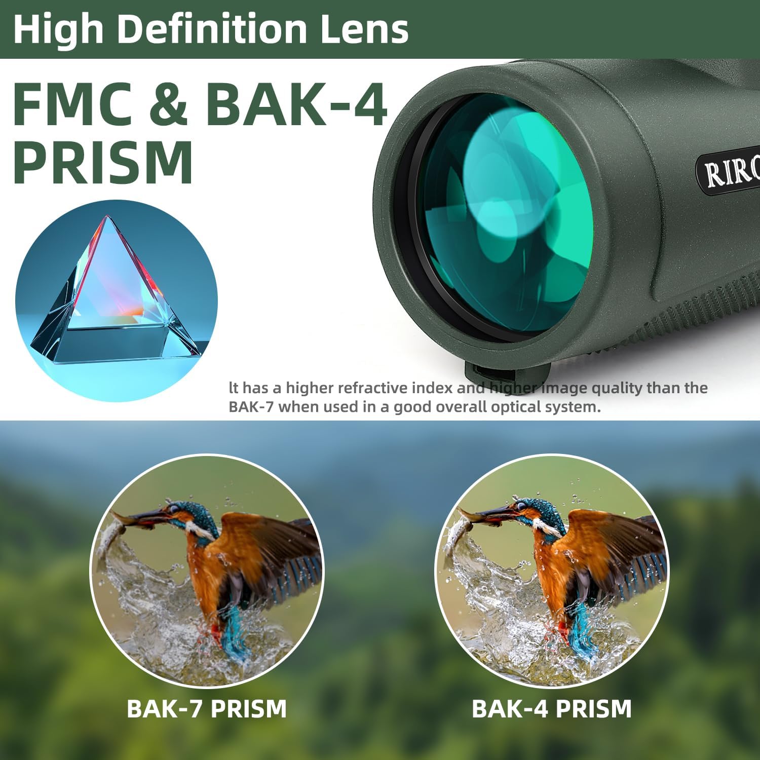 40X60 Monocular Telescope with Smartphone Holder & Tripod, Power Prism Compact Monoculars for Adults Kids, HD Monocular Scope for Bird Watching Hiking Concert Travelling