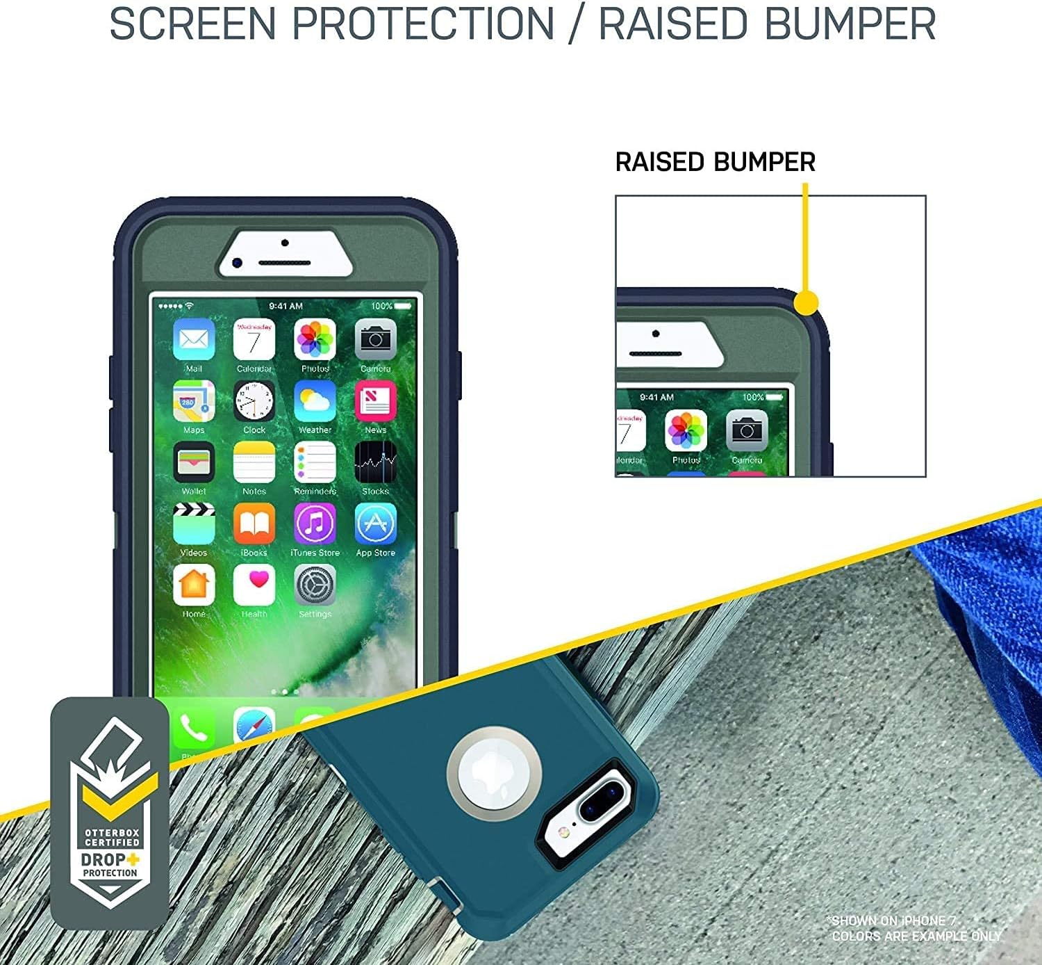 OtterBox Defender Series Case & Holster for iPhone 8 Plus & iPhone 7 Plus - Non-Retail Packaging - Borealis