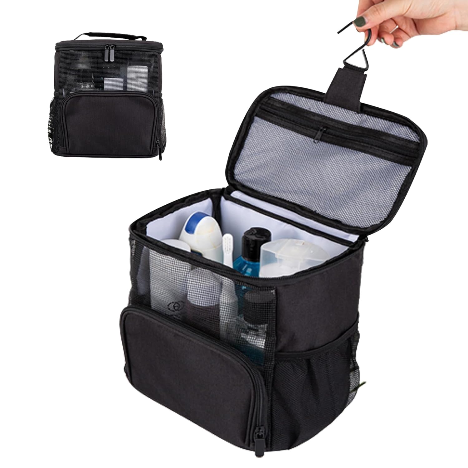Mesh Wash Bag Shower Caddy Mesh Shower Bag Toiletry Bag 22 5x14 5x25 cm Hanging Shower Organizer Basket