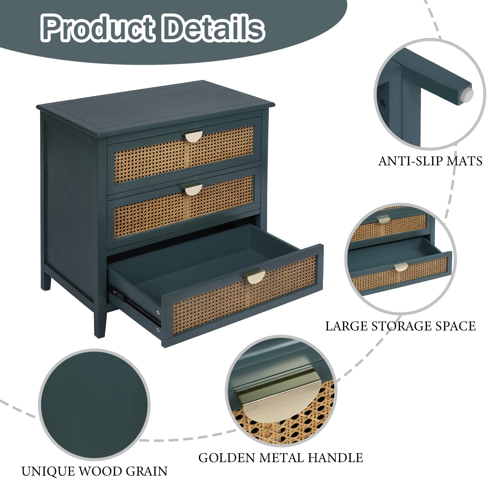 Amazon.com: YHAOWORKS Rattan 3 Drawer Dresser as Sofa Side Table