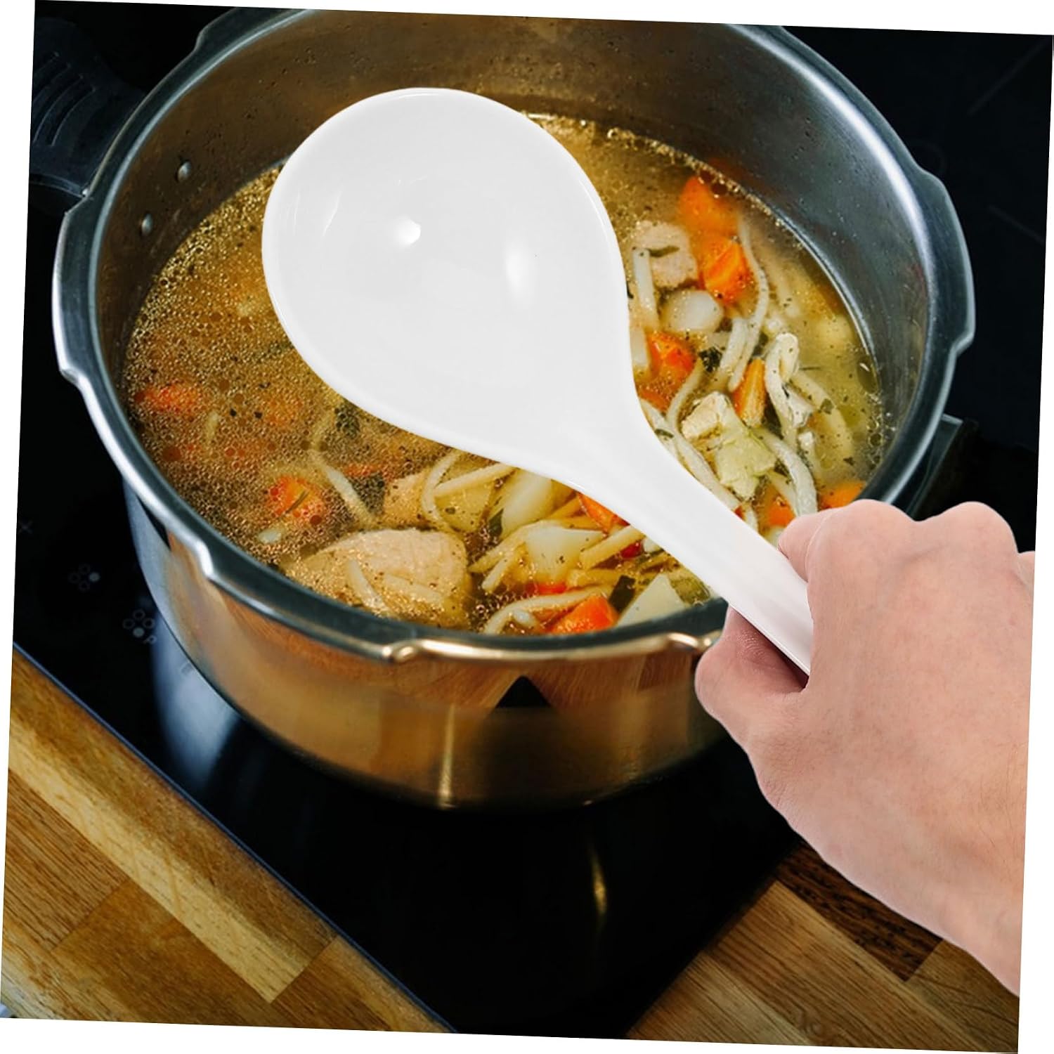Reusable 10.6 Inch Porcelain Soup Spoon with Long Handle White