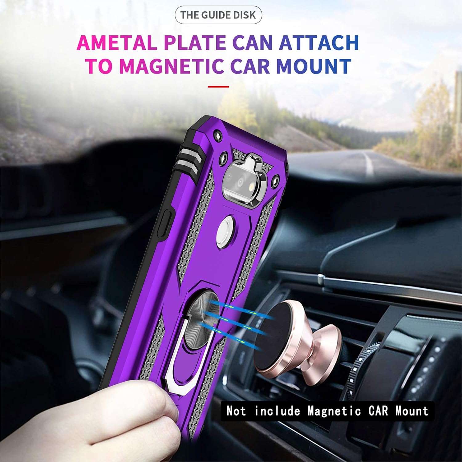 LeYi Compatible for LG Phoenix 5 Case, LG Aristo 5/Tribute Monarch/Fortune 3/K31/Risio 4/K8X/Aristo 5 Plus Case with 2PCS Tempered Screen Protector, Military-Grade Case with Ring Kickstand, Purple