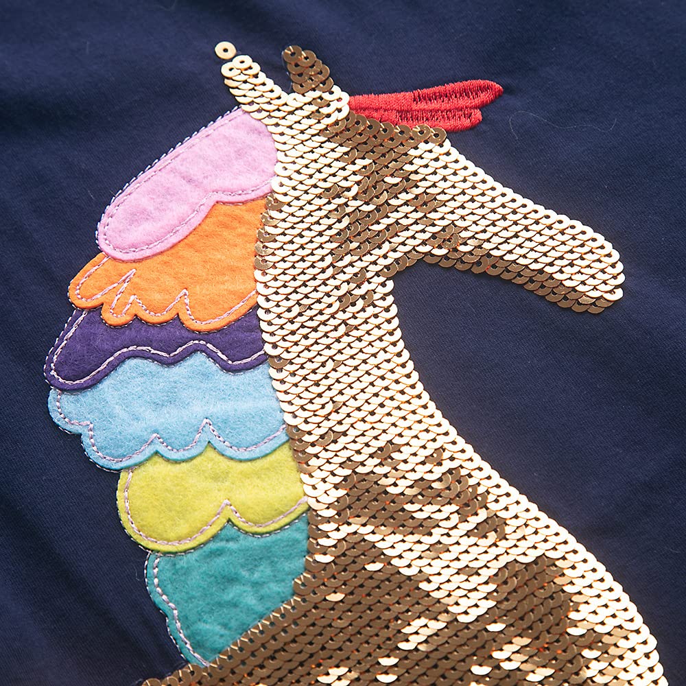 RETSUGO Vestito da bambina a trapezio carino unicorno arcobaleno modello manica corta casual bambina abiti per feste 1-8 anni