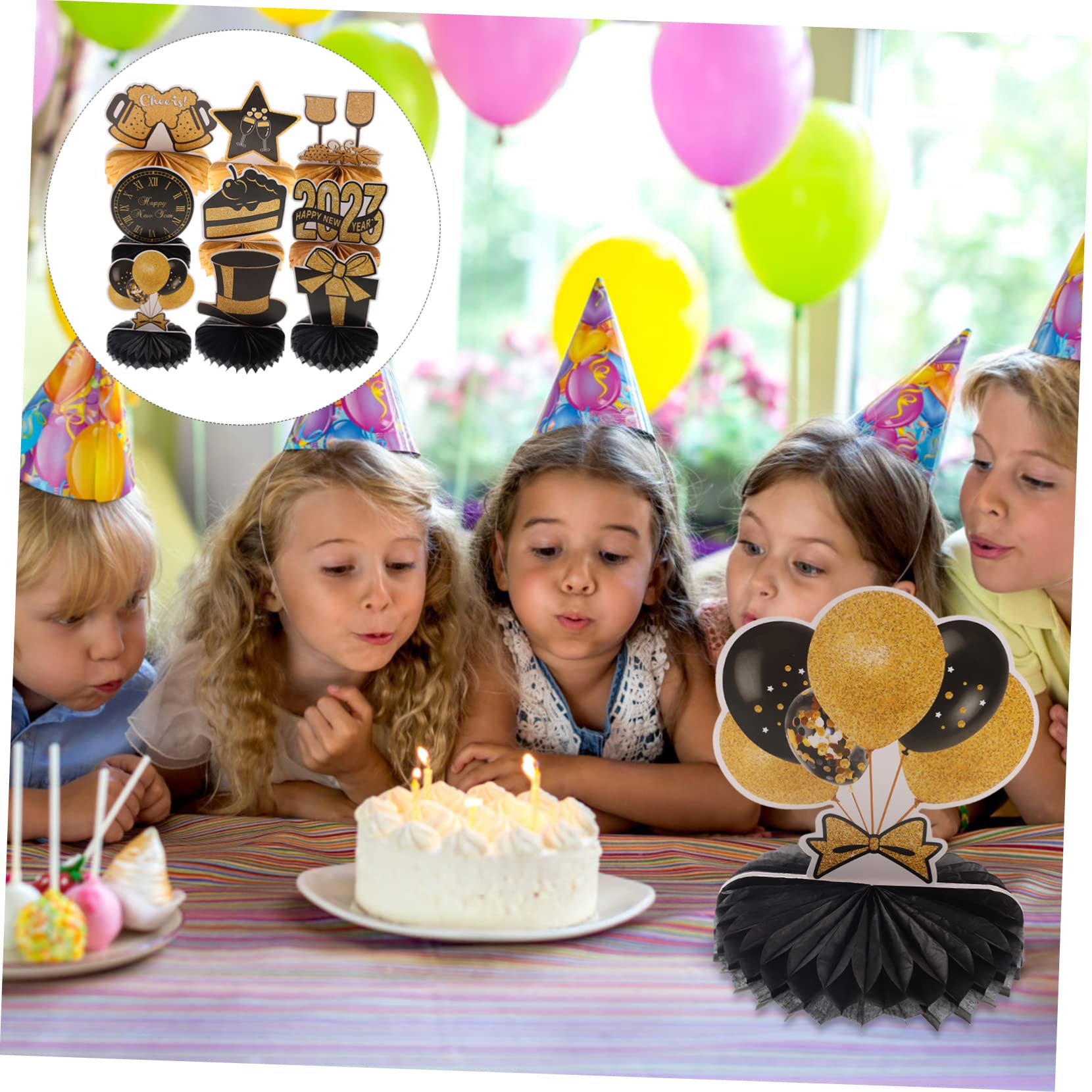 Cabilock 5 Sätze Dekoration des neuen Jahres Tafelaufsätze zum Mondneujahr Glitzer-Waben-Mittelstück Tischdekoration office party Waben-Mittelstücke für die Silvesterparty Partydekorationen