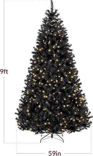 Miniatura 150 de Best Choice Products Árbol de Navidad negro preiluminado de 7.5 pies, decoración navideña completamente artificial para el hogar, oficina