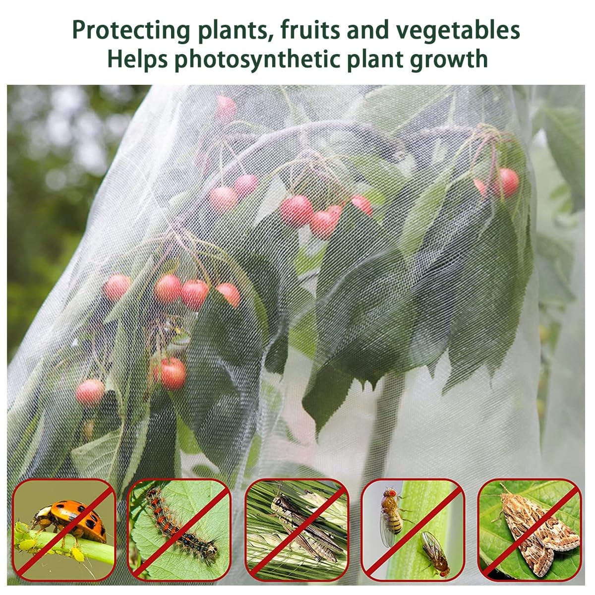 Red De Jardín Ultrafina, Malla para Cubrir Plantas, Red Antipájaros para Huertos, Verduras, Frutas, Flores, Cultivos, Invernaderos y Cubiertas De Hileras(0.7mm,4m x 10m)