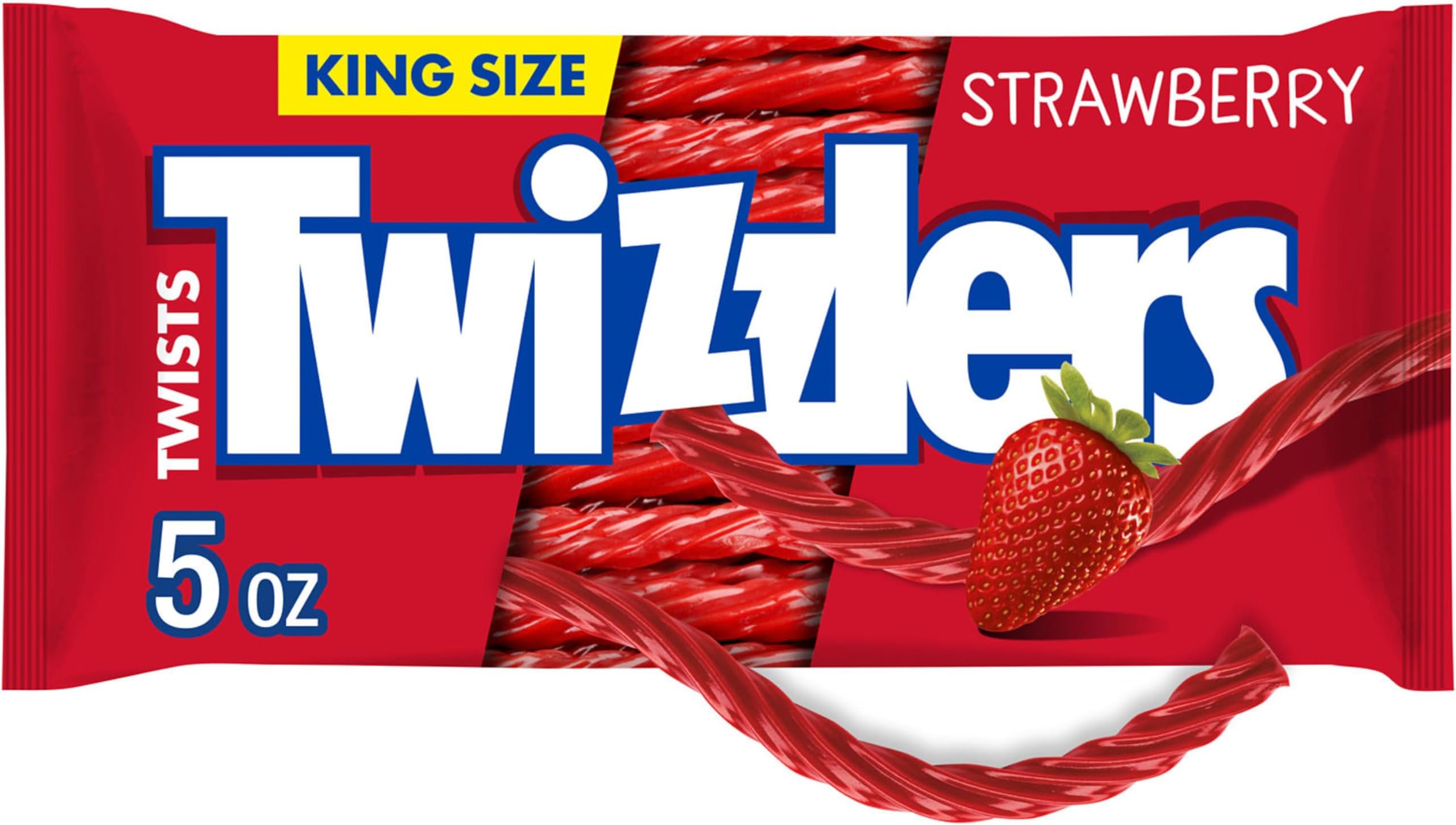 Twists Strawberry Flavored King Size Licorice Style, Candy Bag, 5 Oz