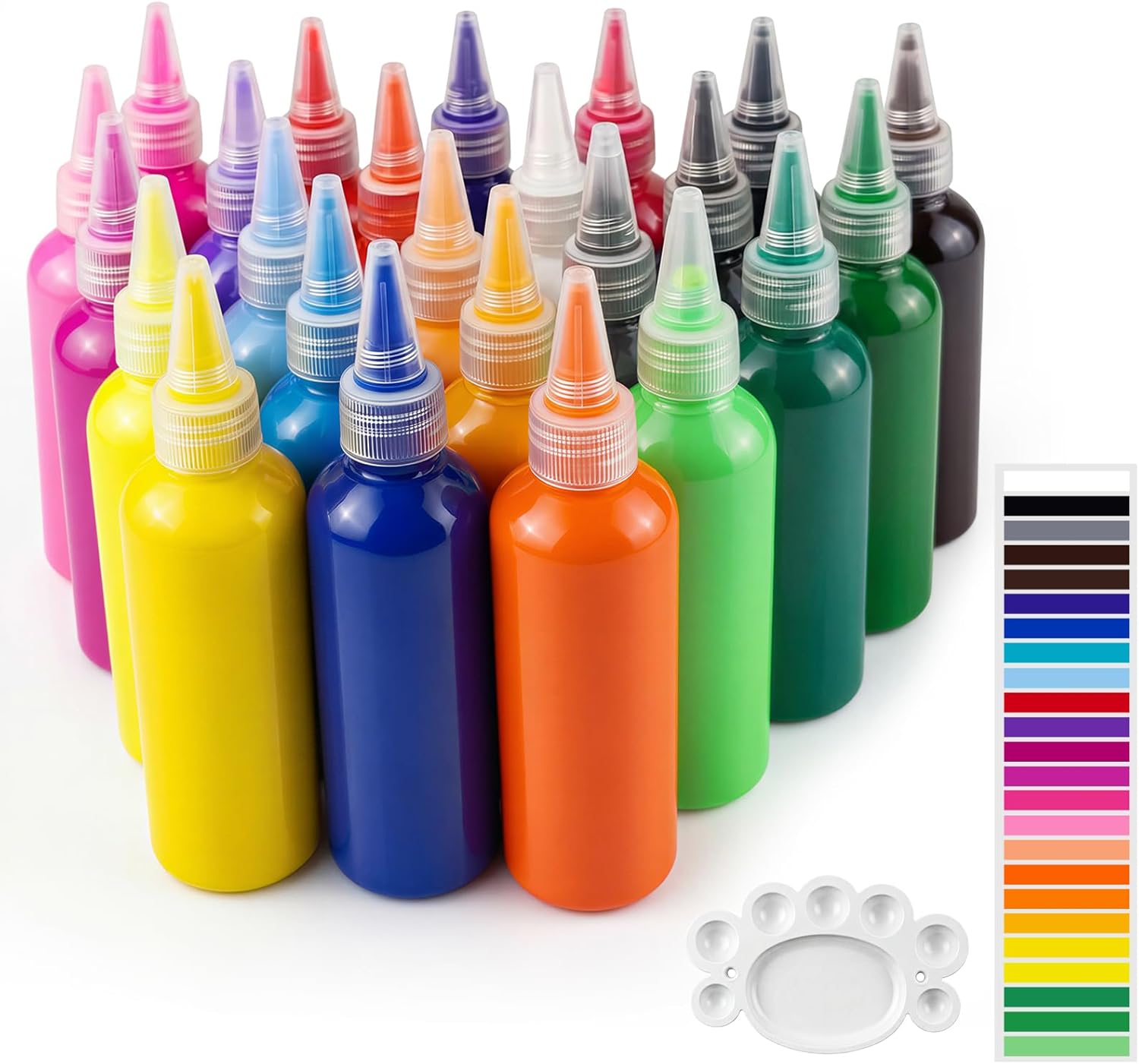 Acrylic Paint Set, 24 Colors Acrylic Paint Set, (4 oz/120ml) Bottles, Rich Pigments, Water Proof, Premium for Artists, Beginners and Kids on Canvas Rocks Wood Ceramic Fabric