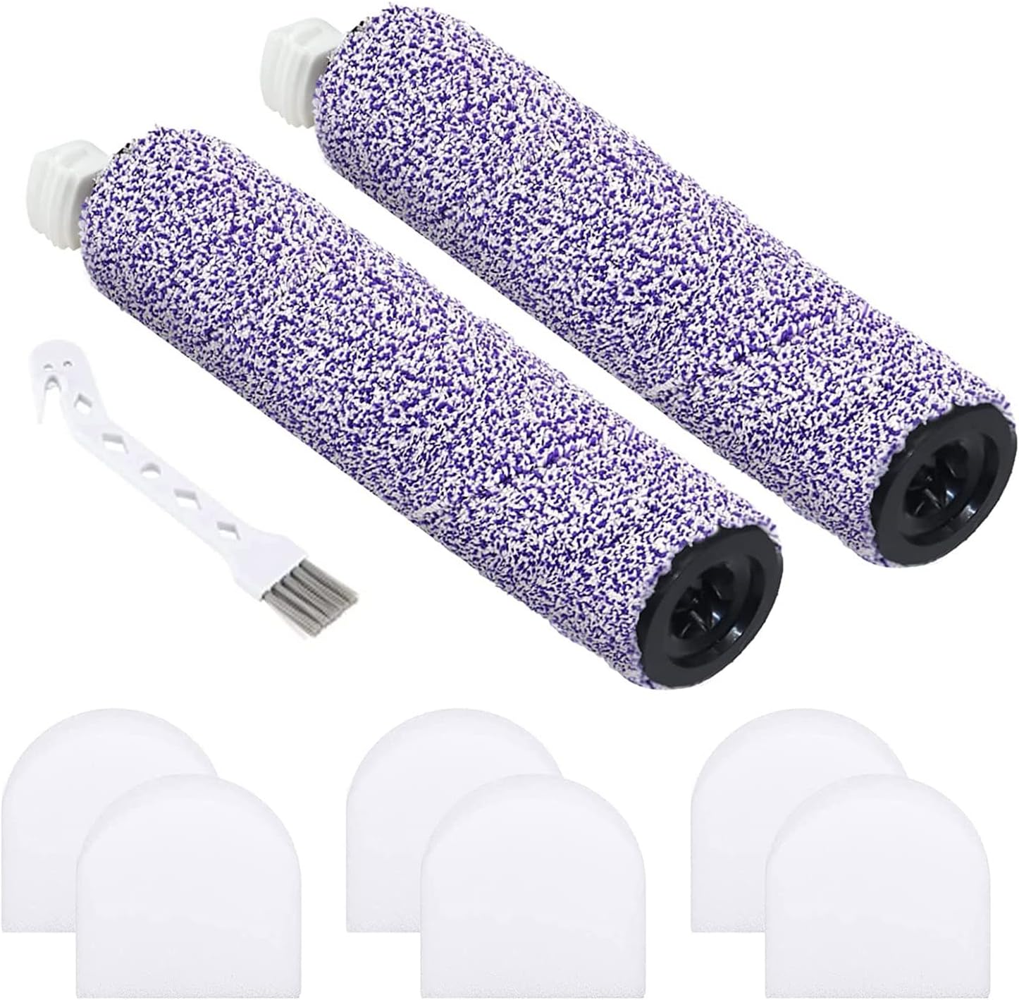 Unikstone WD201 Filter Replacement Accessories for Shark WD101, WD201 HydroVac XL 3-in-1 Vacuum Cleaner，Accessory Pack of 2 Soft Brush rolls, 6 Foam Filters, 1 Brush