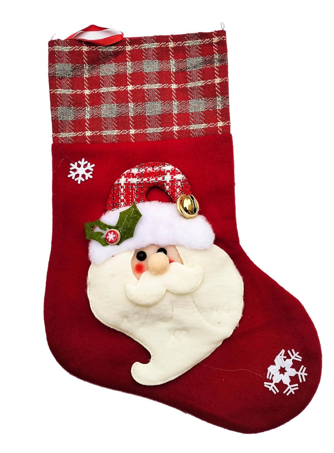 1 Pcs 16" Large Pluse Plaid Stocking Socks Candy Gift Bag Christmas Xmas Tree Hanging Ornaments Xmas Christmas Decoration Item Christmas Ornaments