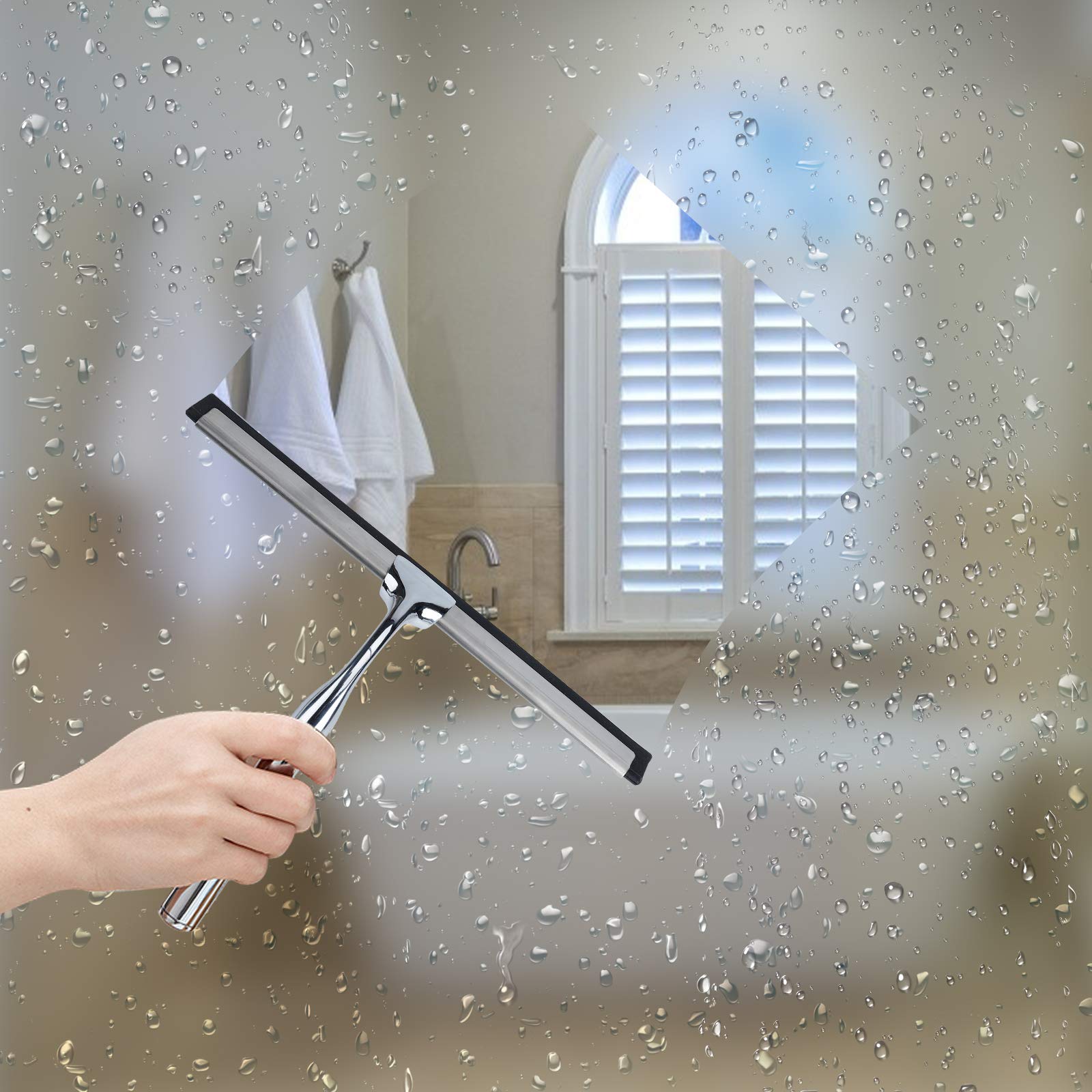 Lavavetri Per Doccia Zindoo | Con Ventosa - Tergivetro Per Vetri E Piastrelle - Acciaio Inox - Foto 6