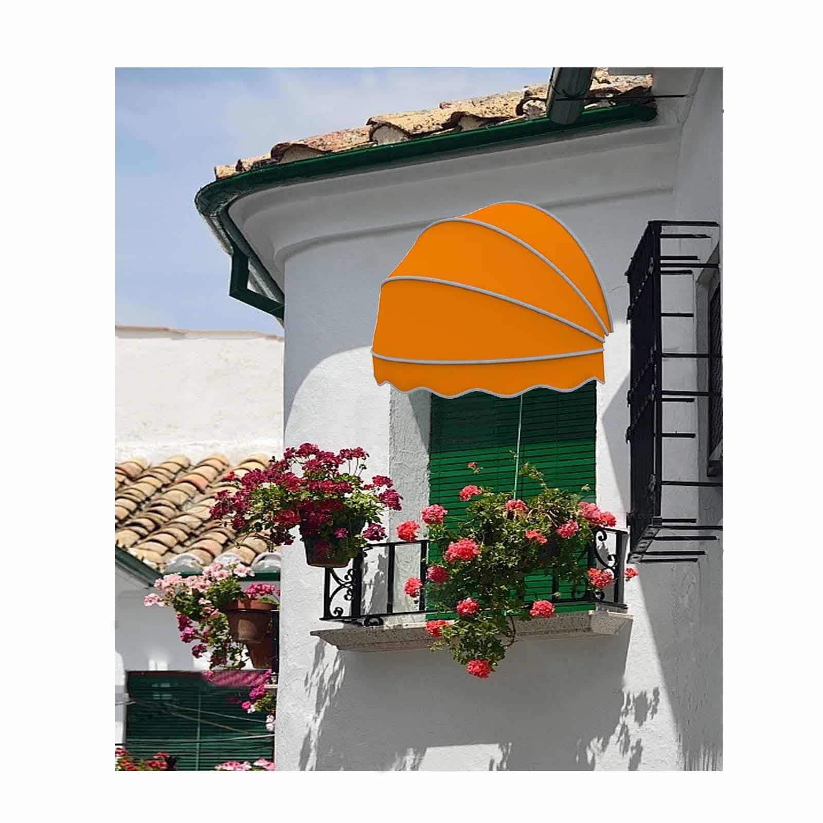 CZYZMDD Retractable Outdoor Window Canopy Waterproof & UV Resistant 57.1" Diameter Hemispherical Design for Sunshade Protection Perfect Patios Balconies