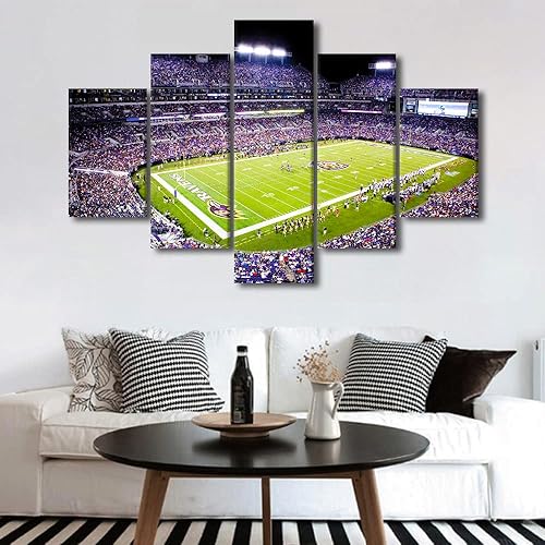 Vista 161 de Cuadros de estadios deportivos de fútbol americano de Minnesota, cuadros de vikingos, 5 paneles, lienzo para pared, arte de pared del estadio