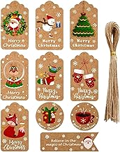 Christmas Gift Tags 50 Pieces Christmas Kraft Paper Tags Christmas Tags Labels Christmas with String for Christmas Gift Label Presentation Decoration