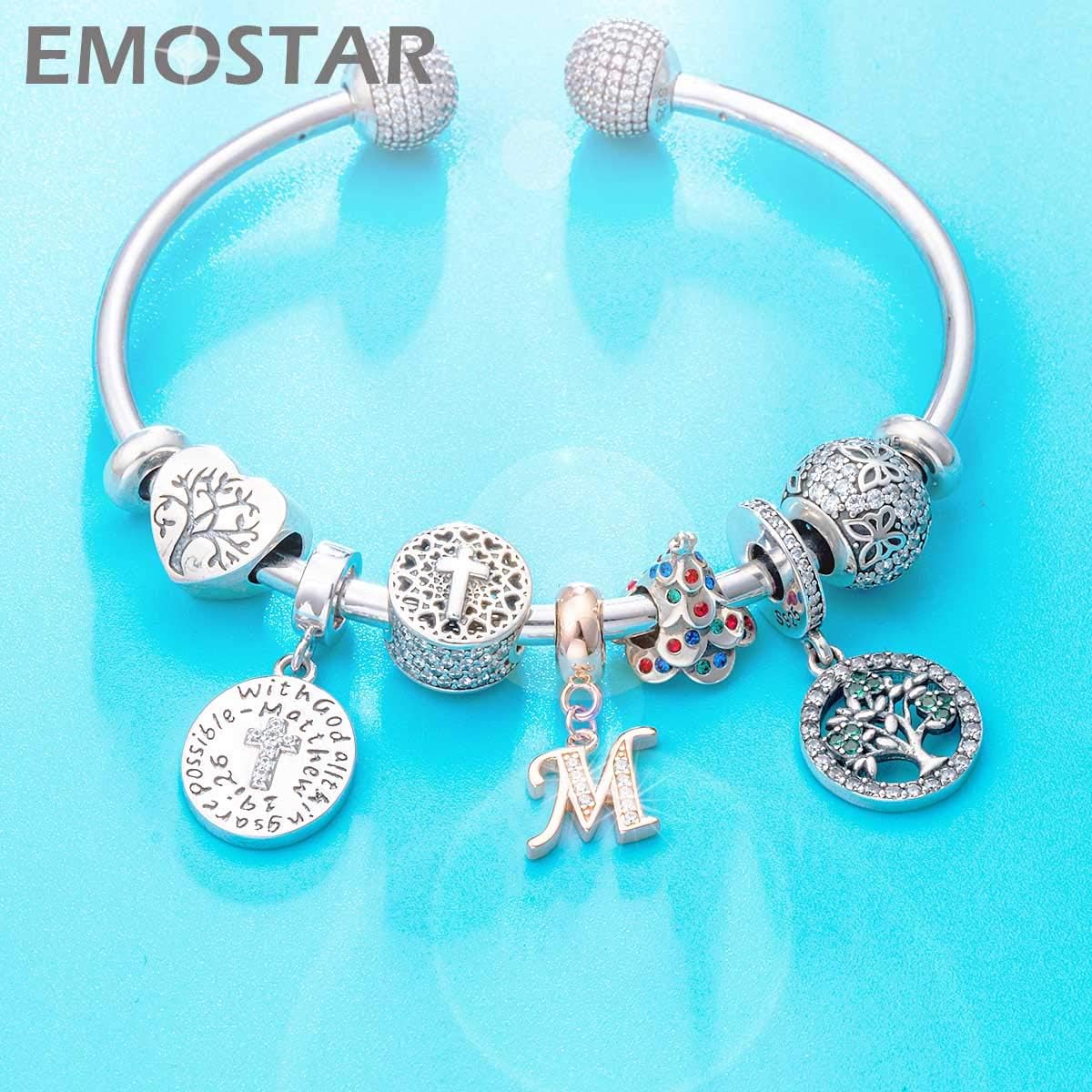 EMOSTAR Letter Charms Initial A-Z Alphabet Beads, Rose Gold 925 Sterling Silver Dangle CZ Birthstone Pendant, Gifts for European Charm Bracelet/Mothers Day/Birthday - Image 4