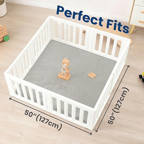 Miniatura 5 de Tapete de juego para bebé para piso, espuma elástica de 1.3 pulgadas de grosor, tapete de corral de 50 x 50 pulgadas para tiempo boca abajo,