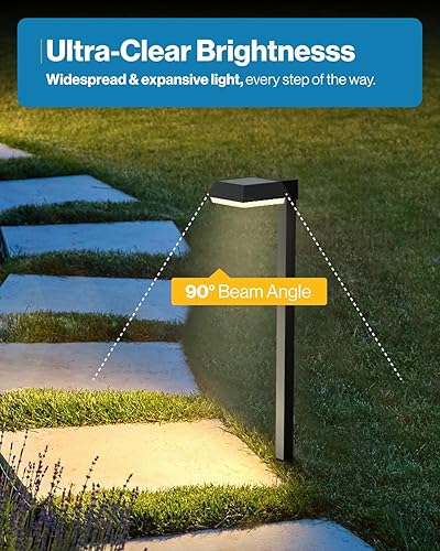 Miniatura 8 de Sunco - Paquete de 6 luces solares para acera al aire libre, superbrillantes, temperatura de color seleccionable, 3CCT, 3000 K5000 K7000 K, 150 LM,