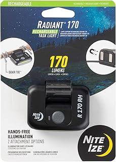 Nite Ize Radiant 170 Rechargeable Task Light, 170 Lumen Portable Task Light with Magnet and Gear Ties, Work Light for Car Repairs, Workshop, Camping