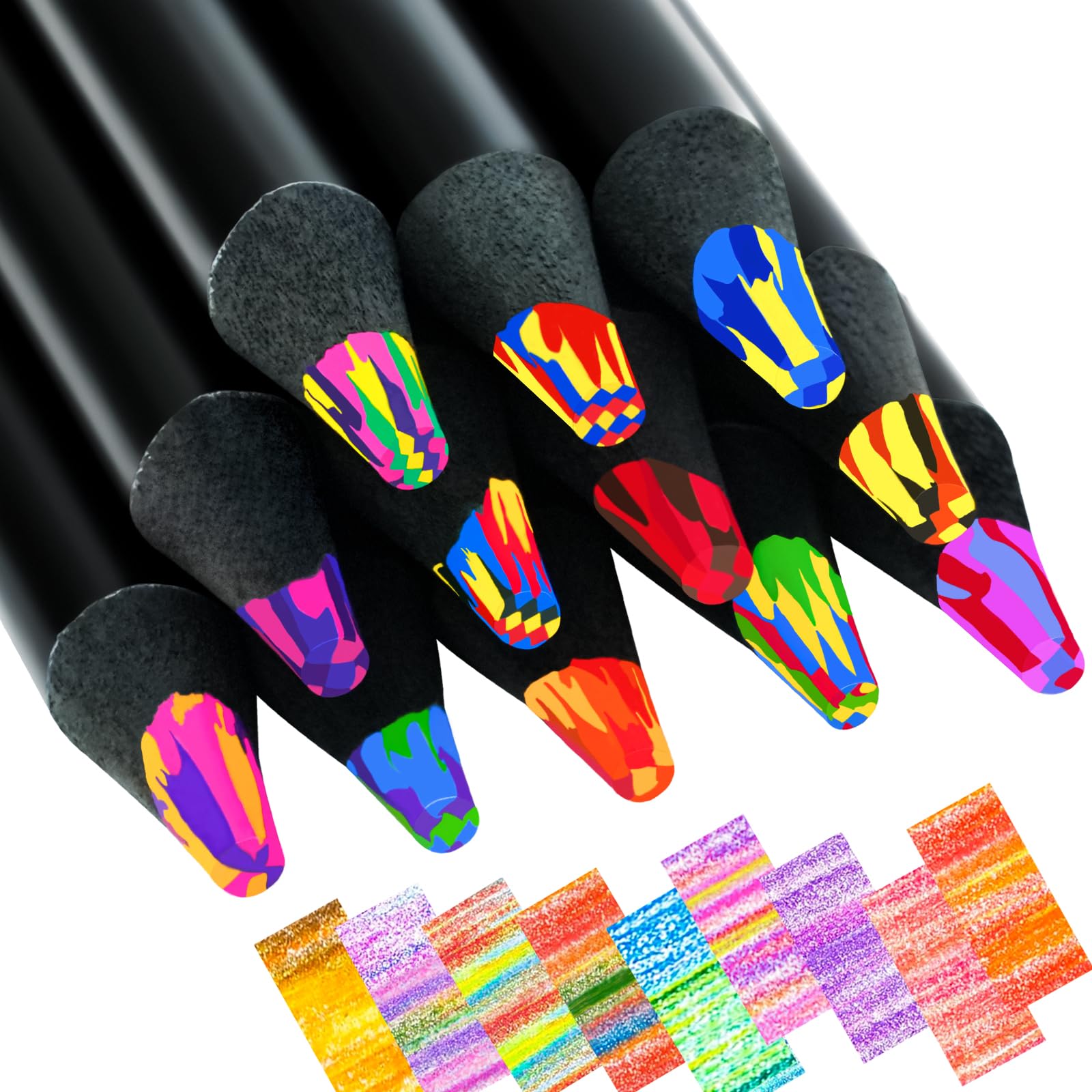LYINUR 12 Pcs Rainbow Pencils, Colouring Pencils, Drawing Coloured Pencil for Party Bag Fillers, Easter Gift, Christmas Stocking Fillers, Birthday Gifts, Art Supplies, DIY Crafts (Multicolor)